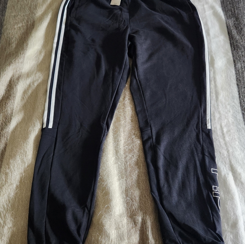Adidas 3 -Stripes fleece linear pants Men's black/white Size L